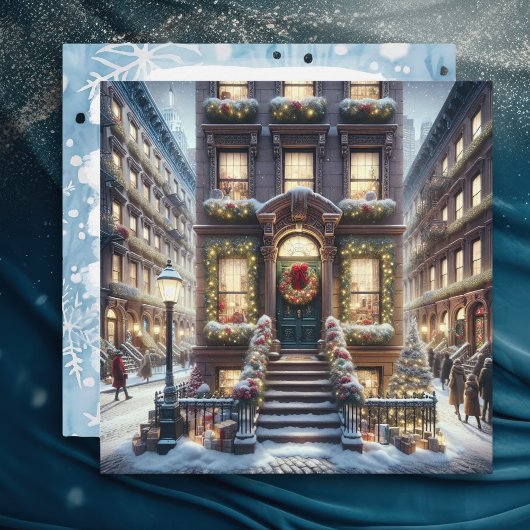 City Brownstone met Kerstmis gepersonaliseerd Feestdagenkaart