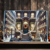 City Brownstone tijdens de kerstdagen Groot Cadeauzakje