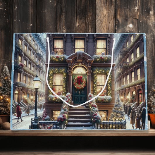 City Brownstone tijdens de kerstdagen Groot Cadeauzakje