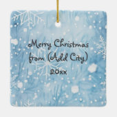 City Brownstone tijdens de kerstdagen Keramisch Ornament (Achterkant)