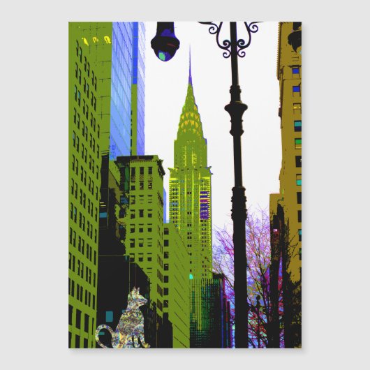 City Cat NYC Sparkly Artsy Fun Magnet (Voorkant)