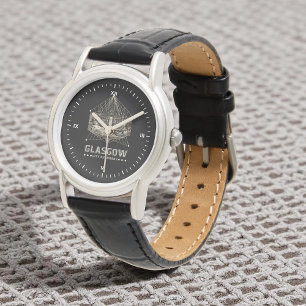  City Chambers Classic Zwart Leer Horloge