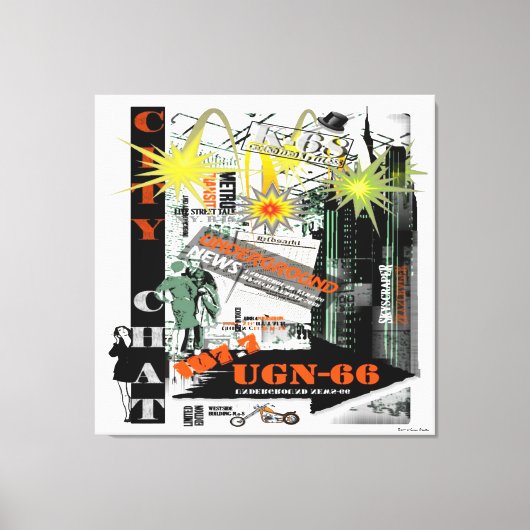 City Chat Wrapped Canvas Afdruk (Voorkant)
