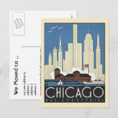  City, Chicago, Illinois, Adreswijziging Aankondigingskaart (Voorkant / Achterkant)