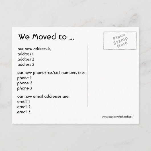  City, Chicago, Illinois, Adreswijziging Aankondigingskaart (Achterkant)