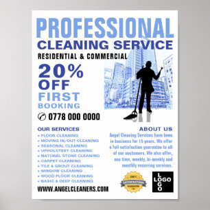 City Cleaner Silhouette, Cleaning Service Advert Poster