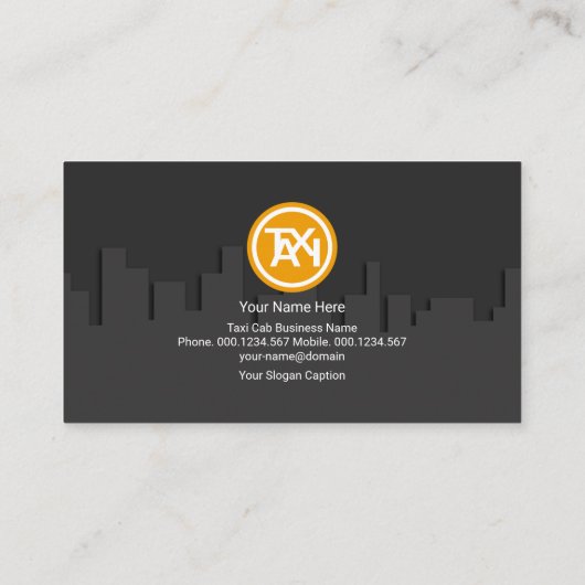 City Crowd Building Block Silhouette Taxi Driver Visitekaartje (Achterkant)