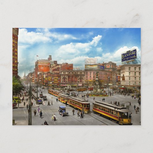 City - Detroit MI - Motor City 1917 Briefkaart (Voorkant)