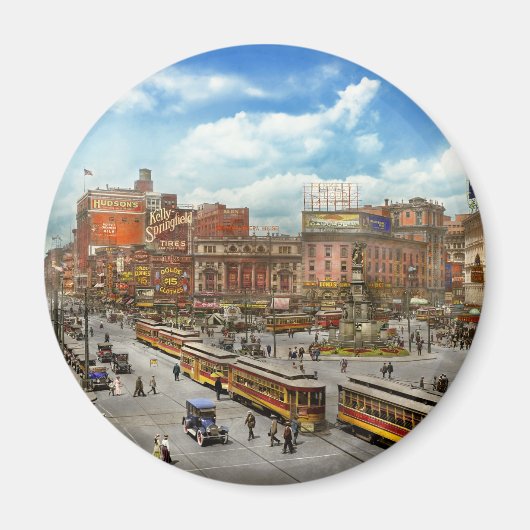 City - Detroit MI - Motor City 1917 Magneet (Voorkant)