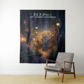 City Garden at Night - Foto Backdrop Tapestry Wandkleed (In situ)