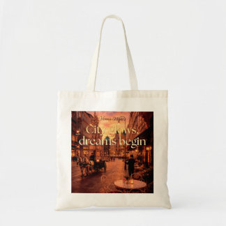 City gloeit Dromen beginnen Wenen Illustratie Tote Bag