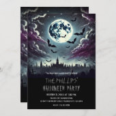City Graveyard Vleermuizen in Moonlight Halloween  Kaart (Voorkant / Achterkant)