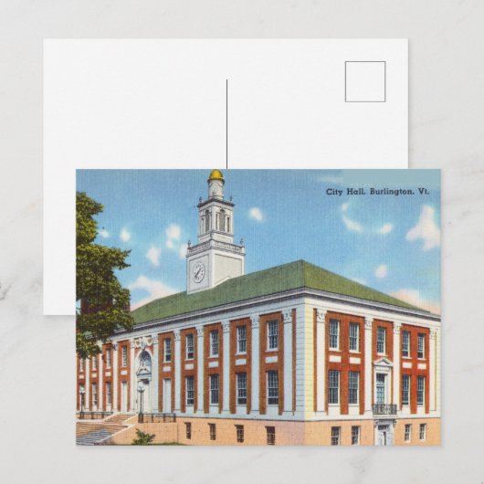 City Hall, Burlington, Vermont Briefkaart (Voorkant / Achterkant)