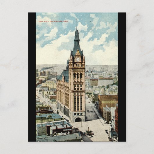 City Hall Milwaukee WI  1911 Briefkaart (Voorkant)