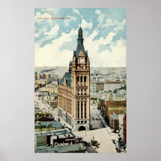 City Hall Milwaukee WI Repro  1911 Poster (Voorkant)