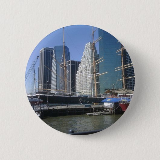 City Harbour Boats Ronde Button 5,7 Cm (Voorkant)