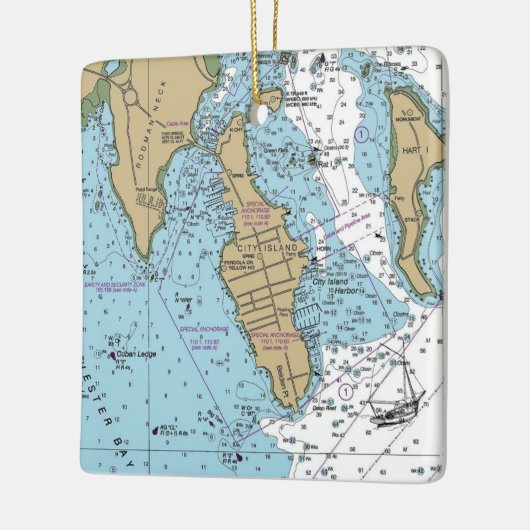 City Island Bronx NY Chart Keramisch Ornament (Links)