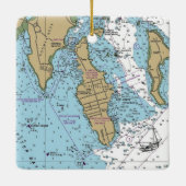 City Island Bronx NY Chart Keramisch Ornament (Achterkant)