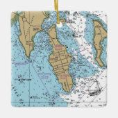 City Island Bronx NY Chart Keramisch Ornament (Voorkant)