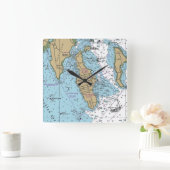 City Island Bronx NY Chart Vierkante Klok (Huis)