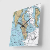 City Island Bronx NY Chart Vierkante Klok (Hoek)