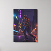 City Jazz Night Abstract Saxophonist  Canvas Afdruk (Voorkant)
