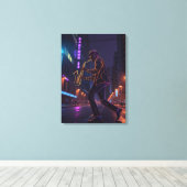 City Jazz Night Abstract Saxophonist  Canvas Afdruk (Insitu (Houten vloer))