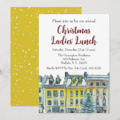 City Kerstmis Gold White Hand-Drawn Brownstone Kaart (Voorkant / Achterkant)