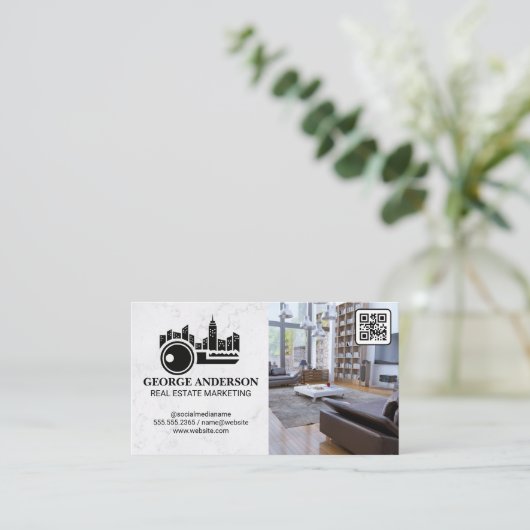 City Key Logo | Leefruimte | QR-code Visitekaartje (Staand voorkant)