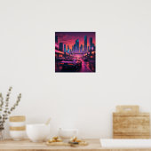 City Landscape Night Uitzicht Poster (Keuken)