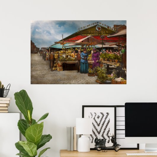 City - Lexington-markt, Baltimore, Maryland 1890 Poster (Thuiskantoor)