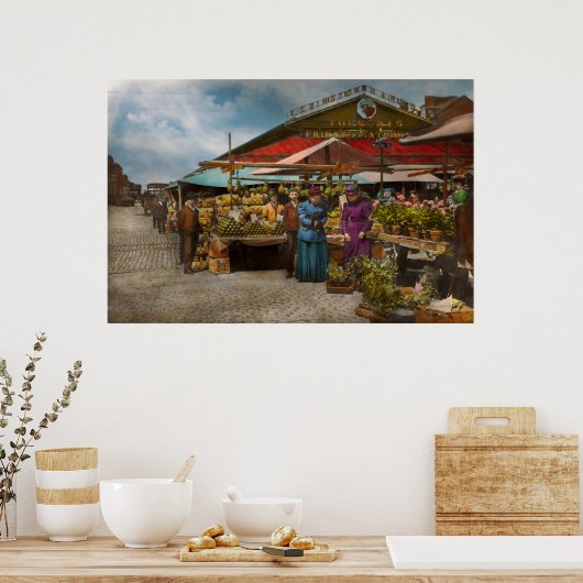 City - Lexington-markt, Baltimore, Maryland 1890 Poster (Keuken)