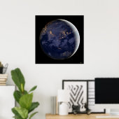 City Licht van Asia en Australia Satellite Poster (Thuiskantoor)