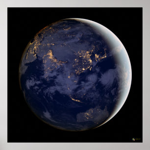 City Licht van Asia en Australia Satellite Poster