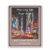 City Life Quote vinyl Sticker Reinvent Yourself  (Voorkant)