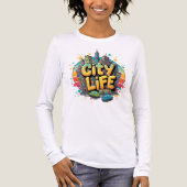 City Life – Vibrant Urban Skyline & Street Vibes Tri-Blend Shirt (Voorkant volledig)