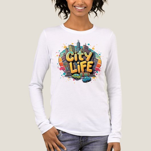 City Life – Vibrant Urban Skyline & Street Vibes Tri-Blend Shirt (Voorkant volledig)
