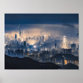 "City Lights at Night Canvas - Moderne stadsmuur D Poster (Voorkant)