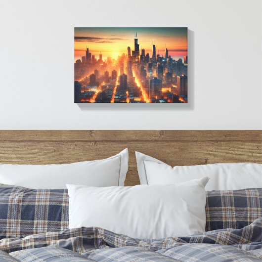 City Lights Awakening Canvas Afdruk (Insitu (Slaapkamer))