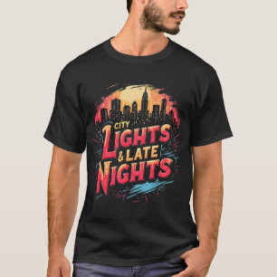 City Lights & Late Nights Levendige stedelijke sky T-shirt