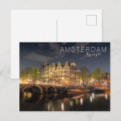 City Lights Reflection Amsterdam bij nacht Foto Briefkaart (Voorkant / Achterkant)