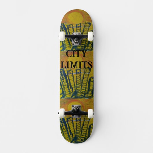 CITY LIMIETEN SKATEBOARD ONTWERP VAN PAULA REILLY. (Voorkant)