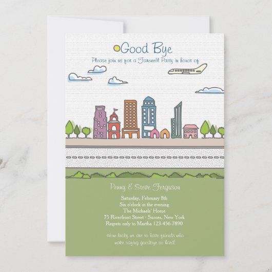 City Line Farewell Party Invitation Kaart (Voorkant)