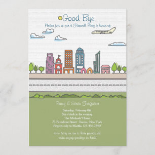 City Line Farewell Party Invitation Kaart