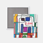 "City Map" — Abstracte afwasmachine status Magnet (Voorkant / Achterkant)