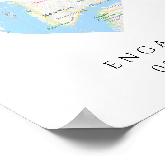 CITY MAP Heart Weddenschap Verloving Aangepast cad Poster (Hoek)