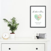 CITY MAP Heart Weddenschap Verloving Aangepast cad Poster