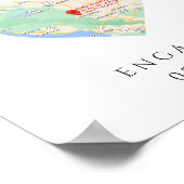 CITY MAP Heart Weddenschap Verloving Aangepast cad Poster (Hoek)