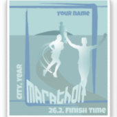 City Marathon run lopers club tijd sticker (Voorkant)