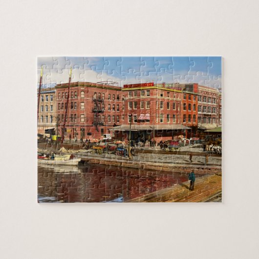 City - MD - Pratt St - Het zakendistrict 1906 Legpuzzel (Horizontaal)